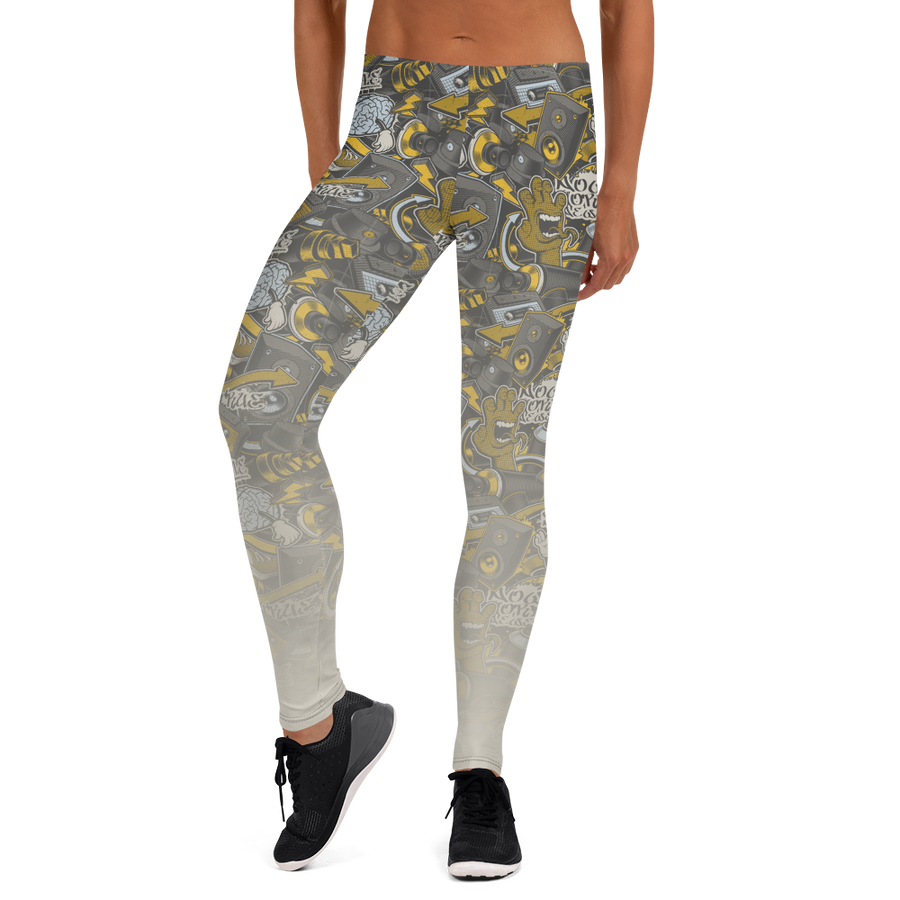 Hustle Harder Graffiti Grey Leggings