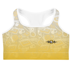 Hustle Harder Graffiti Ochre Sports bra