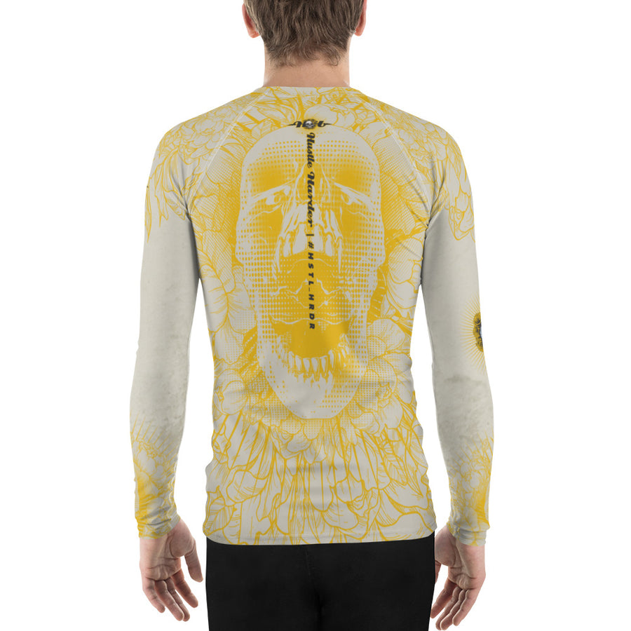 Hustle Harder Ochre Floral Men's Rash Guard