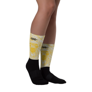 Hustle Harder Ochre Black Foot Socks