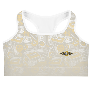 Hustle Harder Graffiti Ochre/Tan Sports Bra