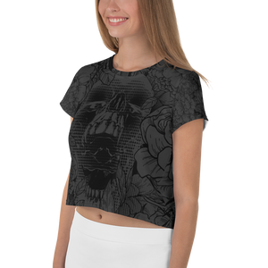 Hustle Harder Onyx Floral Crop Tee