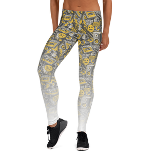 Hustle Harder Graffiti White Leggings