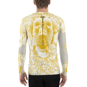 Hustle Harder Ochre Skull Floral Men's Rash Guard