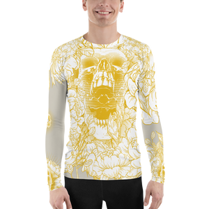 Hustle Harder Ochre Skull Floral Men's Rash Guard