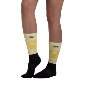 Hustle Harder Ochre Black Foot Socks