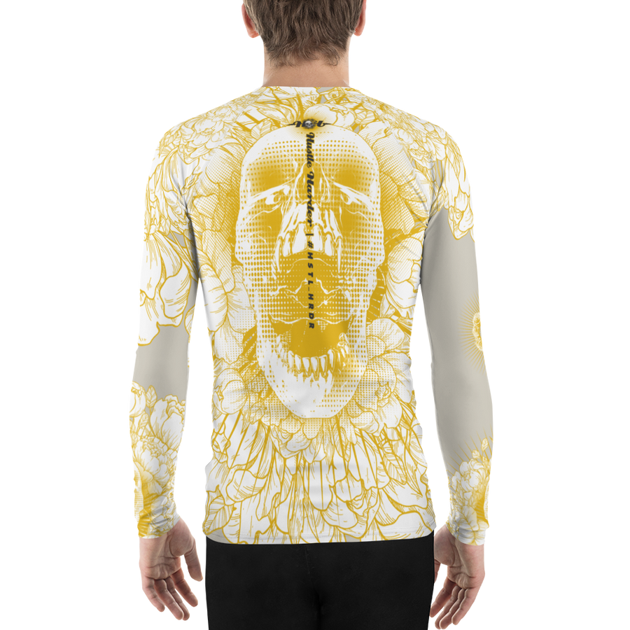 Hustle Harder Ochre Floral Men's Rash Guard V.2