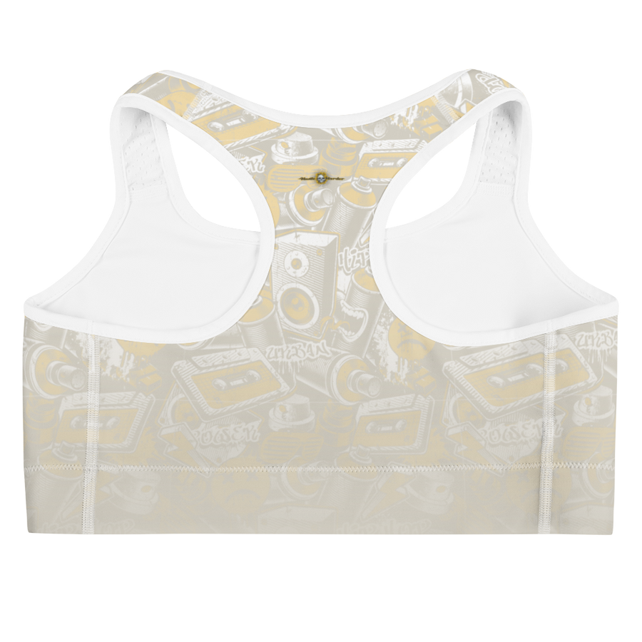 Hustle Harder Graffiti Ochre/Tan Sports Bra