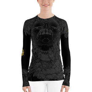 Hustle Harder Onyx Floral Women's Rash Guard